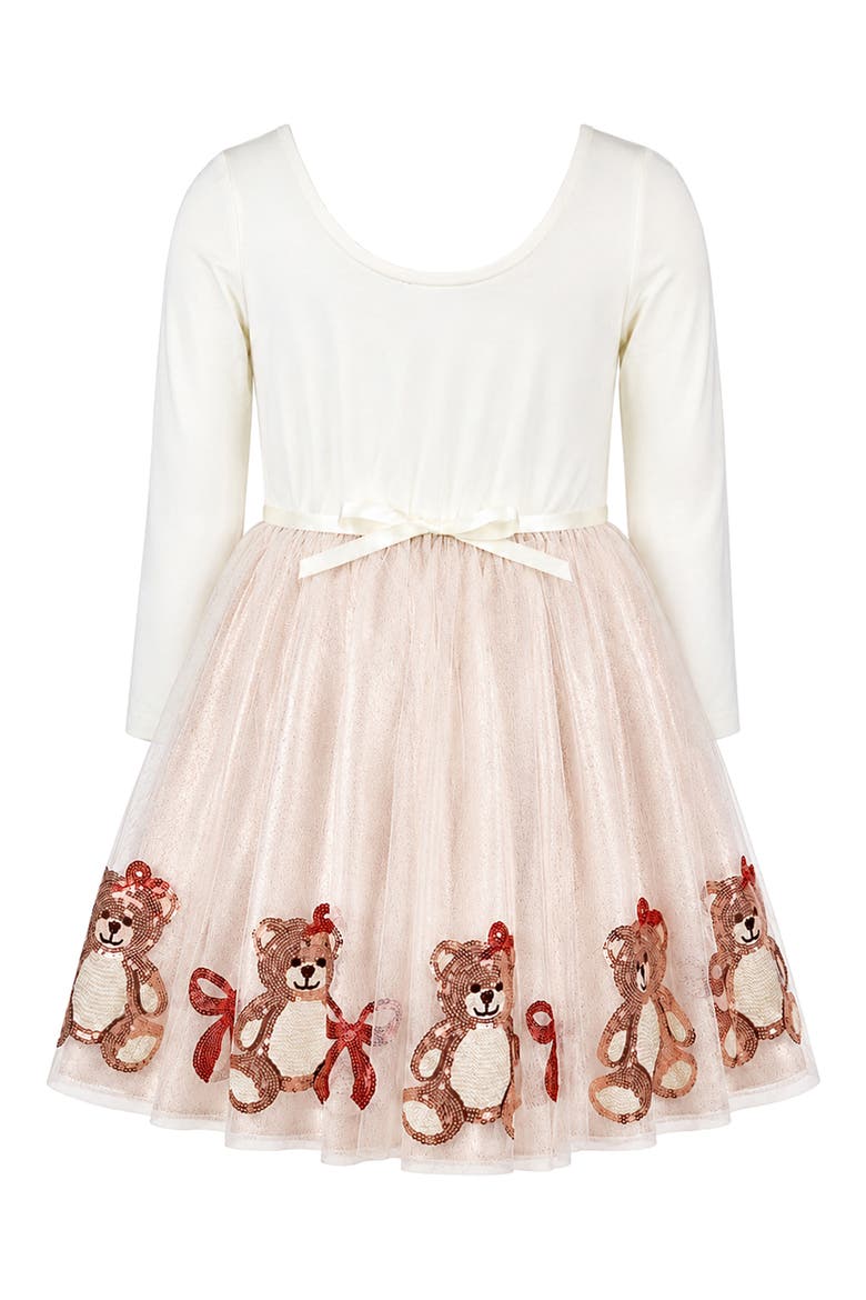 Kids' Sequin Bear Border Tutu Dress, Alternate, color, IVORY