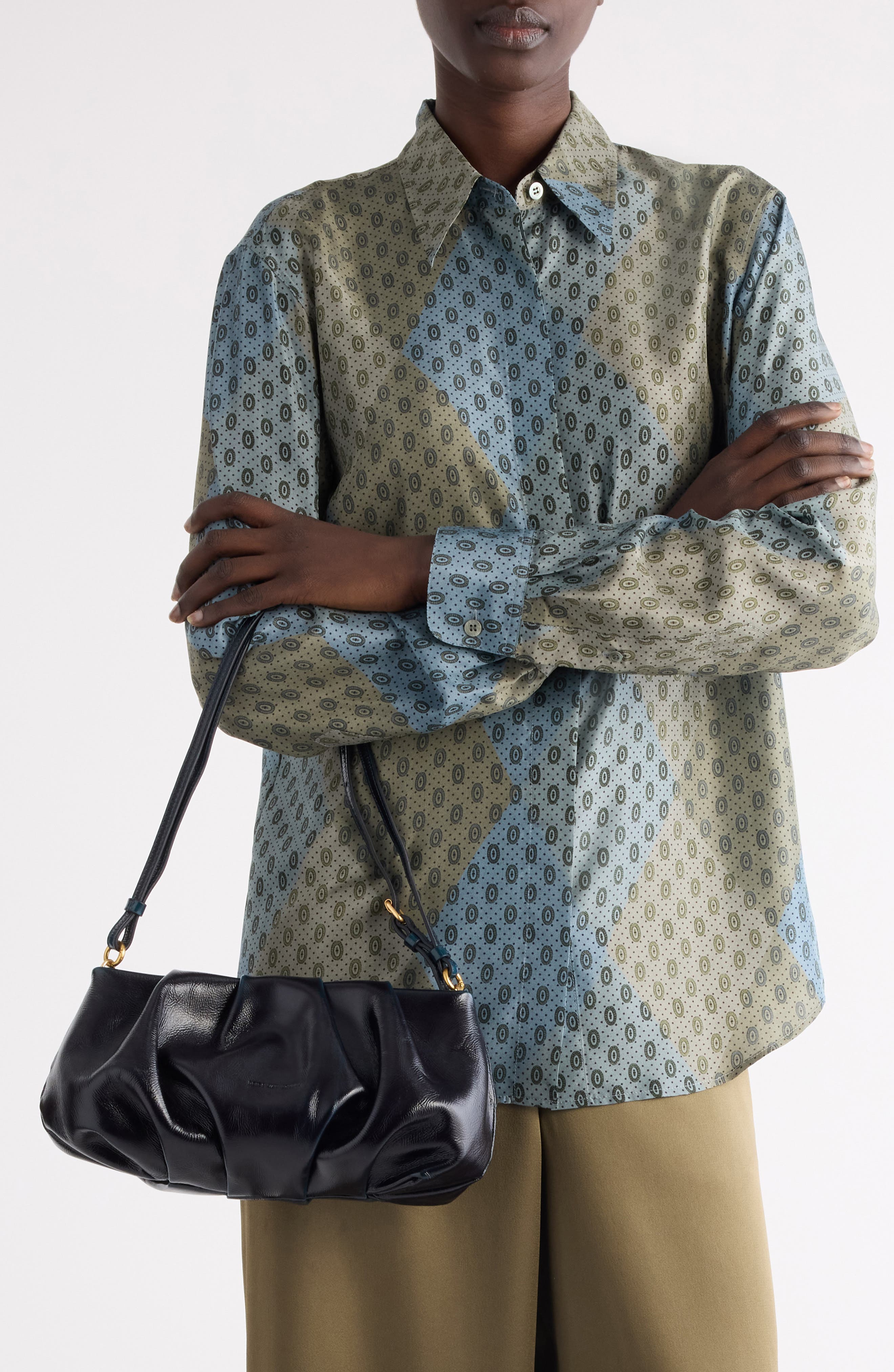 Dries Van Noten Cloud Leather Shoulder Bag, Alternate, color, Turquoise