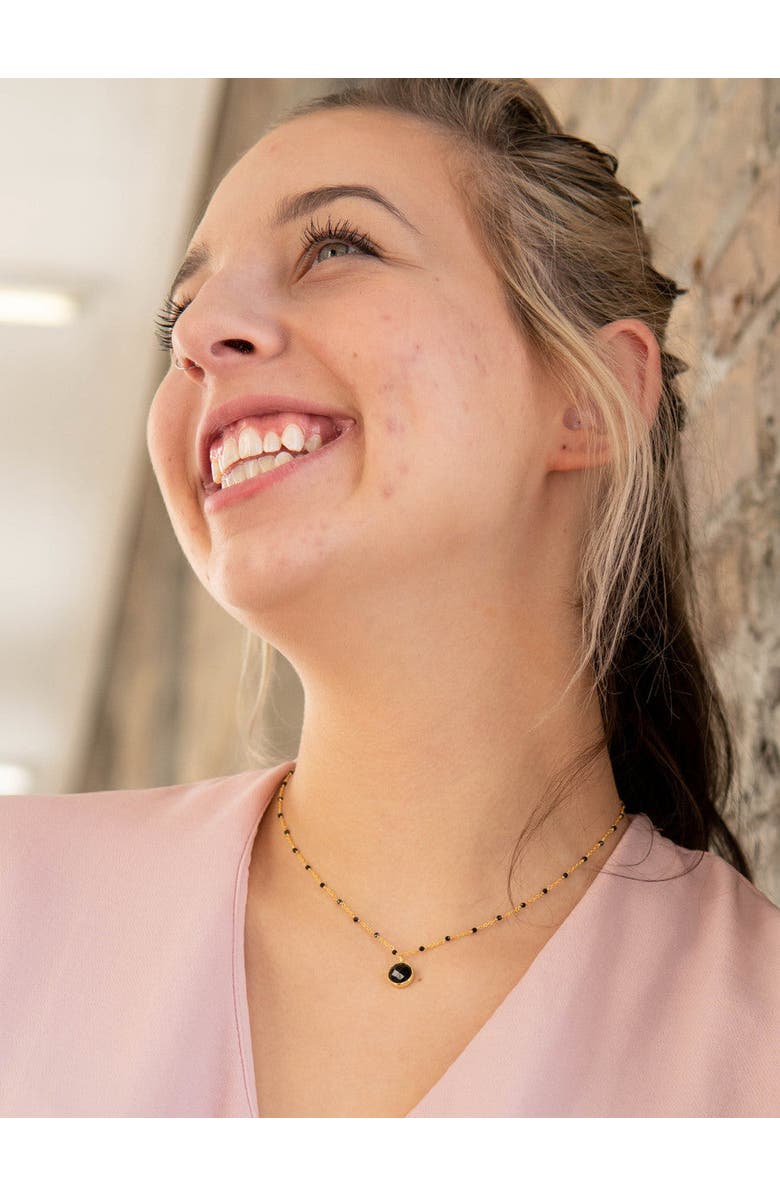 Fair Anita Black Beaded Gold Drop Necklace, Alternate, color, Black