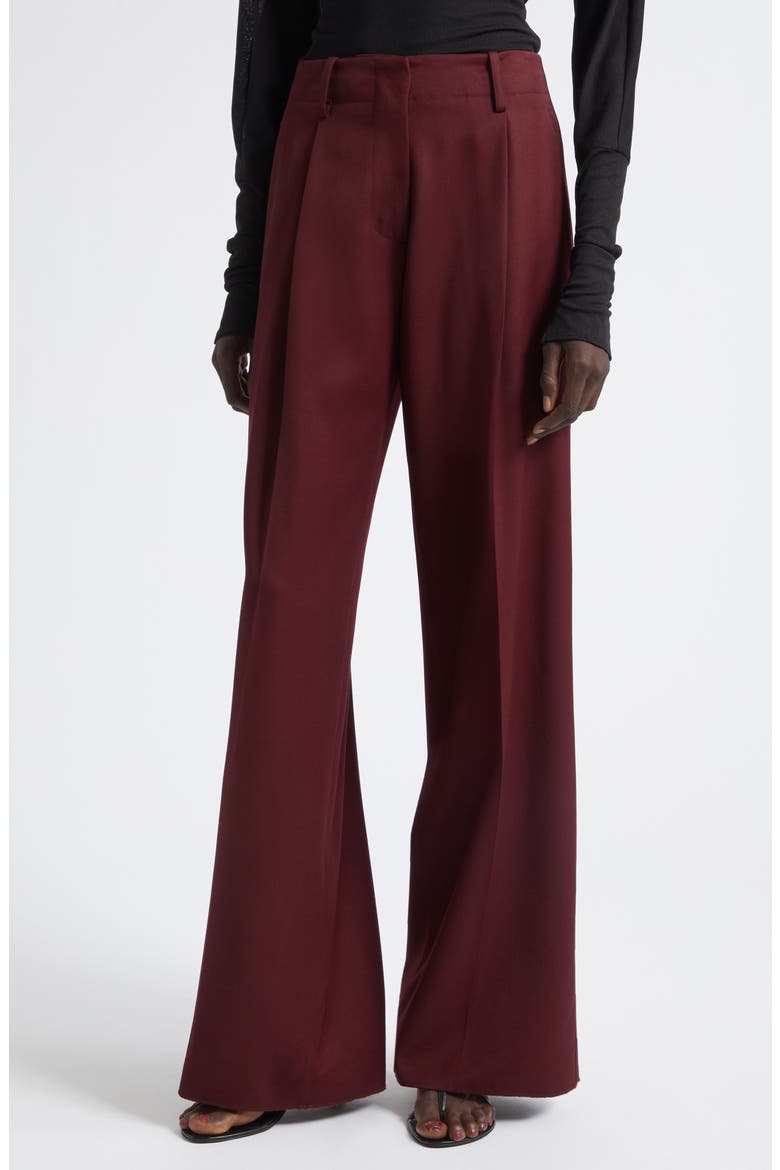 Halima Pleat Front Wool Blend Gabardine Pants, Main, color, OXBLOOD
