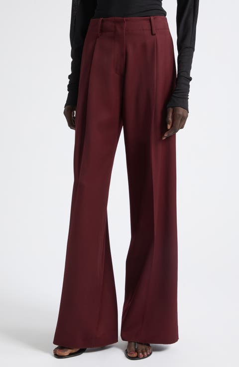 Halima Pleat Front Wool Blend Gabardine Pants
