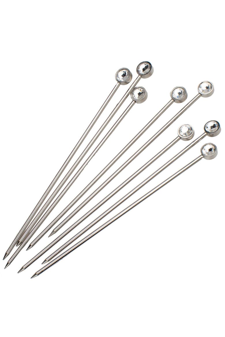 Diamond Crystal Cocktail Picks, Main, color, Silver