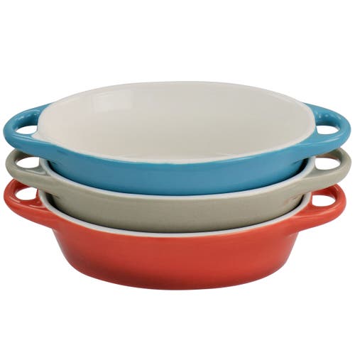 Crock-pot Wexford 3 Piece 6.7oz Stoneware Mini Oval Casserole Set In Multi