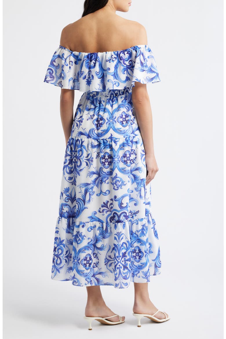 Off the Shoulder Tiered Maxi Dress, Alternate, color, DOLCE BLUE