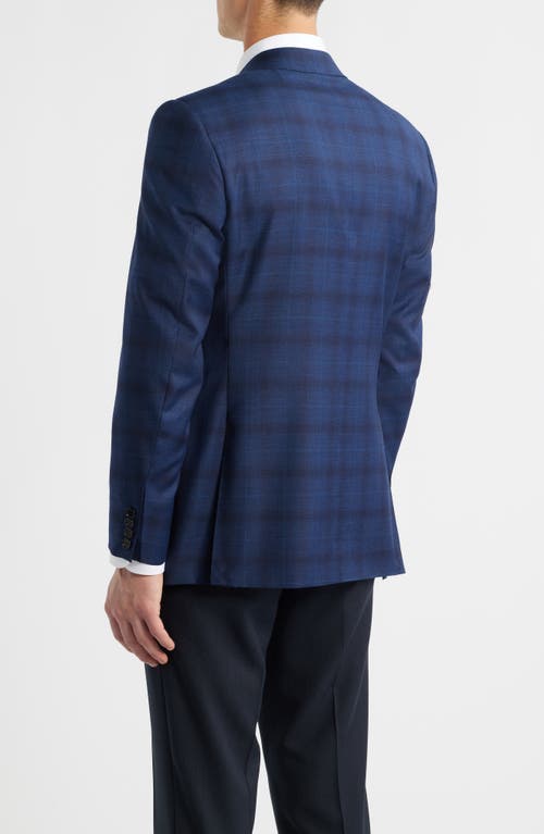 Canali Siena Regular Fit Navy Ombré Check Super 130s Wool Sport Coat In Blue
