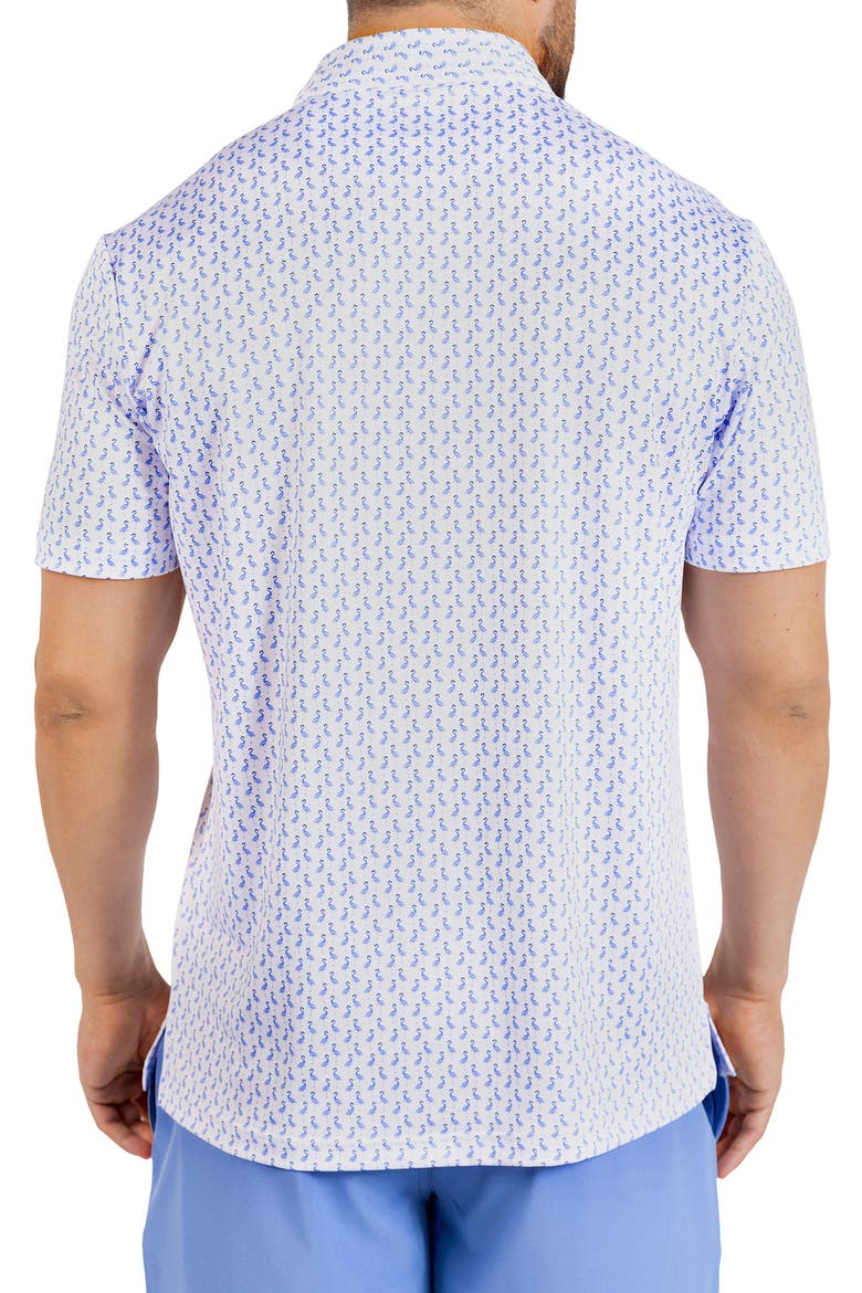Flamingos Print Performance Polo, Alternate, color, BLUE