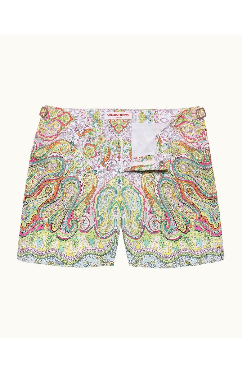 Orlebar Brown Bulldog Mid-Length Classic Fit Swim Shorts With Fairground Print, Main, color, Multi/Pink
