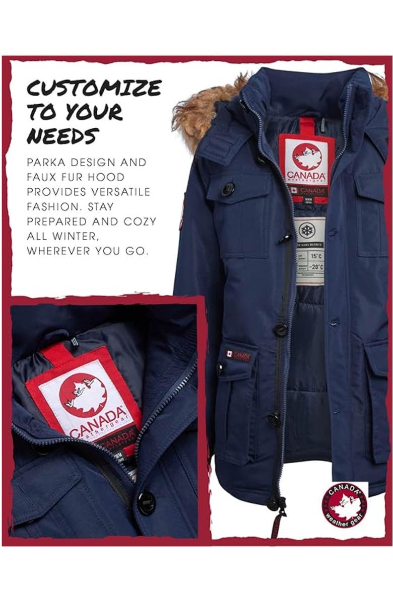CANADA WEATHER GEAR Boys' Heavyweight Winter Ski Jacket, Alternate, color, Navy