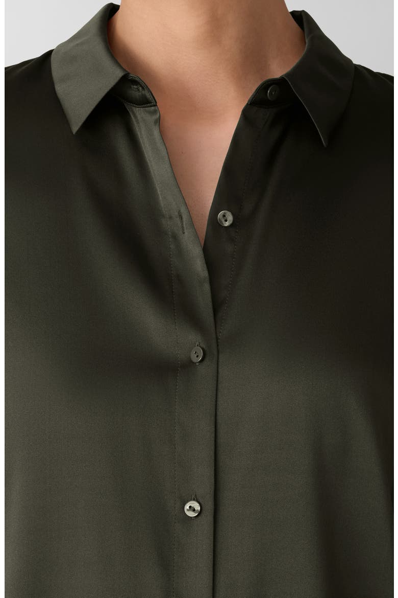 Classic Collar Stretch Silk Button-Up Shirt, Alternate, color, WREN