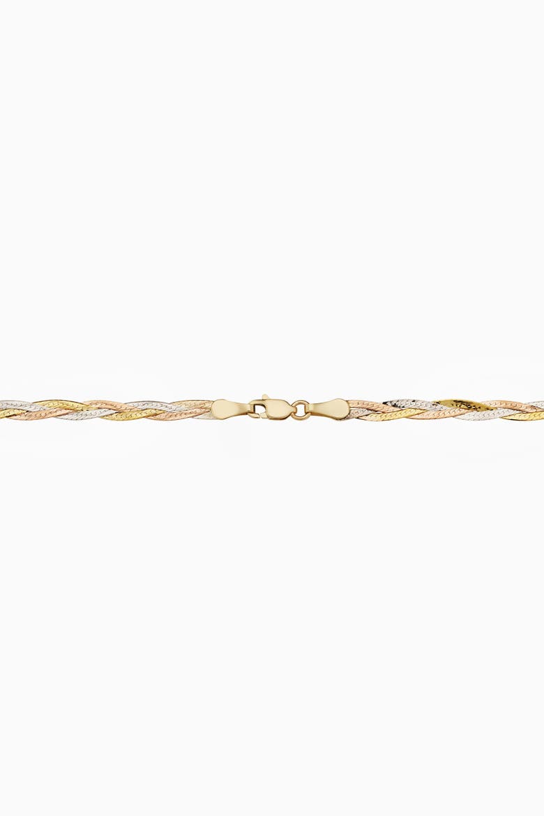14K Tricolor Gold Now & Forever Herringbone Bracelet, Alternate, color, Tricolor Gold