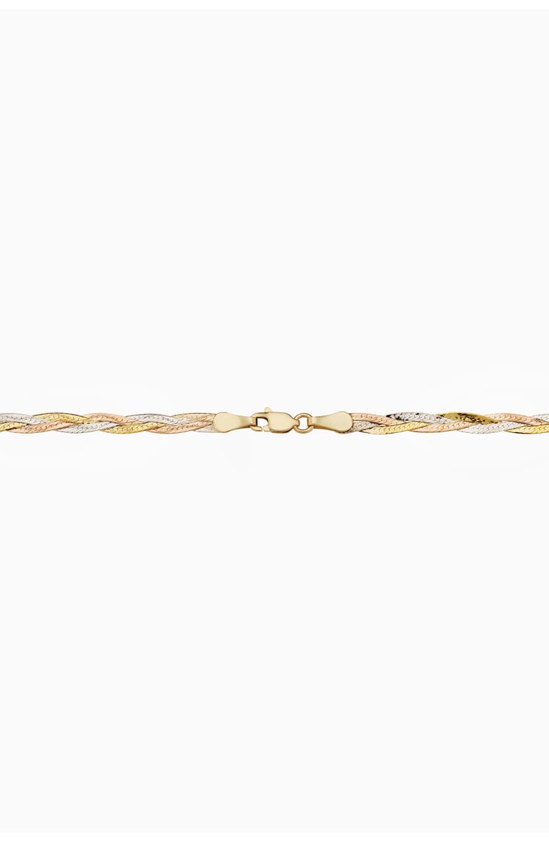 Oradina 14K Tricolor Gold Now & Forever Herringbone Bracelet, Alternate, color, Tricolor Gold