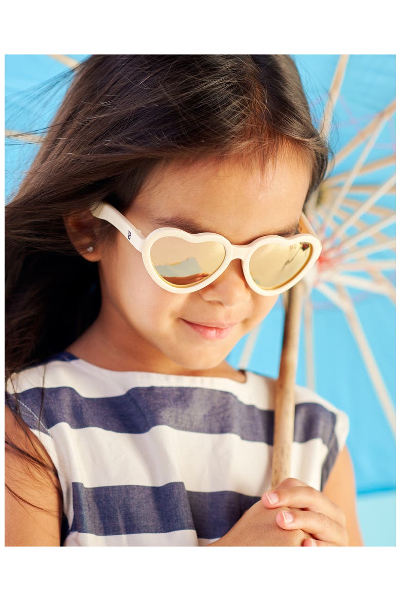 Kids' Polarized Heart Shaped Sunglasses, Alternate, color, SWEET CREAM