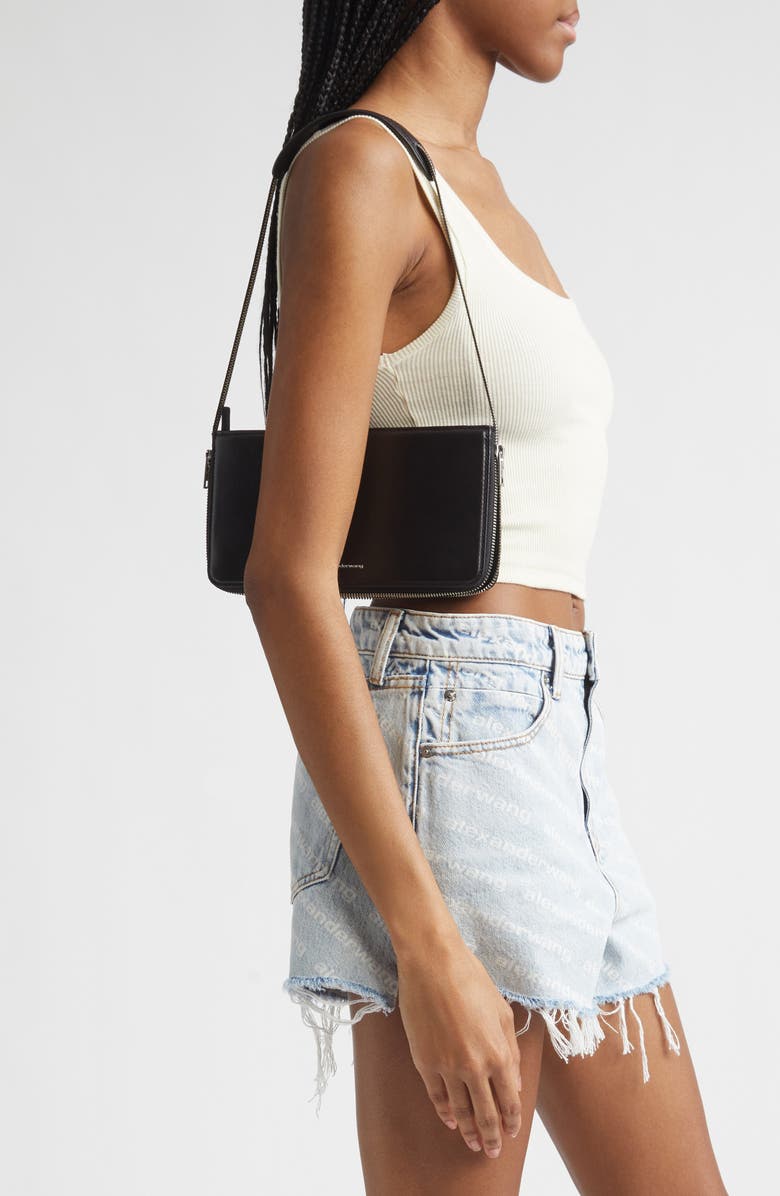 Alexander Wang Siren Pochette Leather Shoulder Bag, Alternate, color, Black