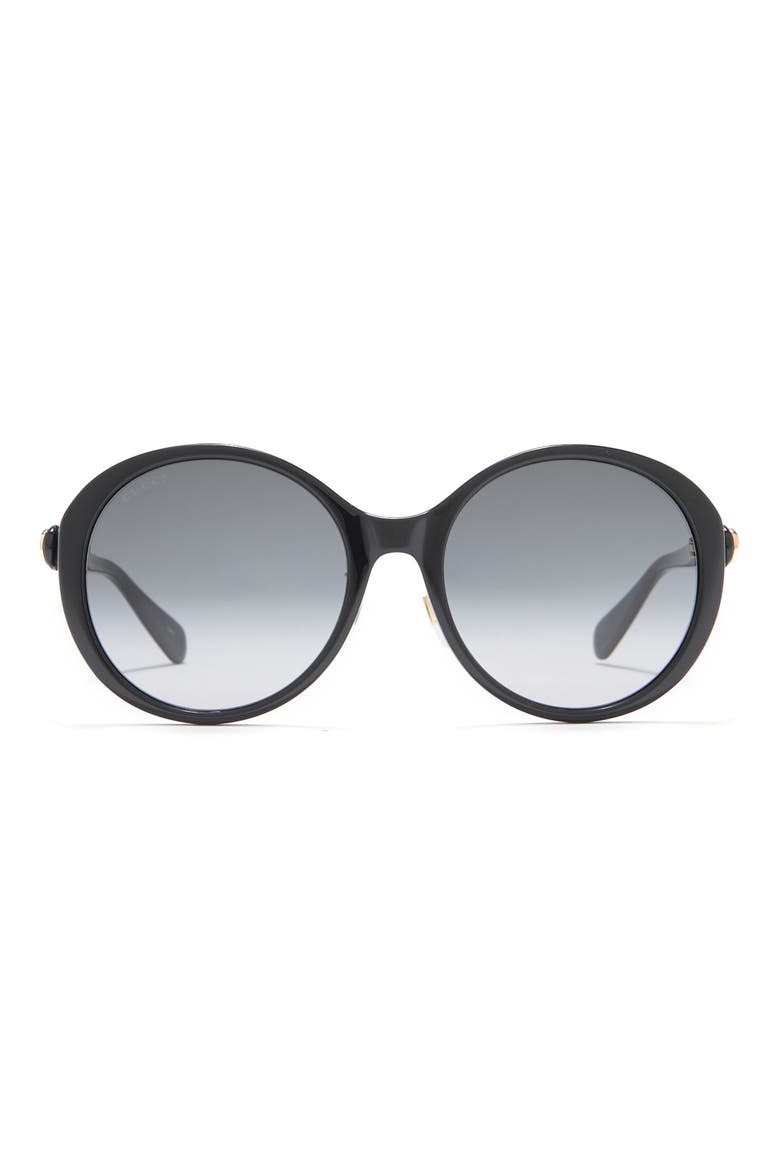 56mm Round Sunglasses, Main, color, BLACK