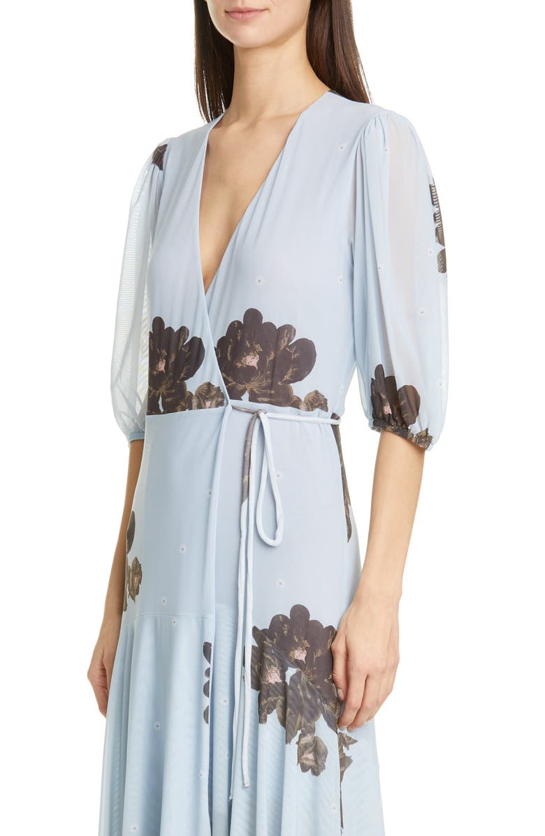 Ganni Floral Print Sheer Mesh Maxi Dress, Alternate, color,