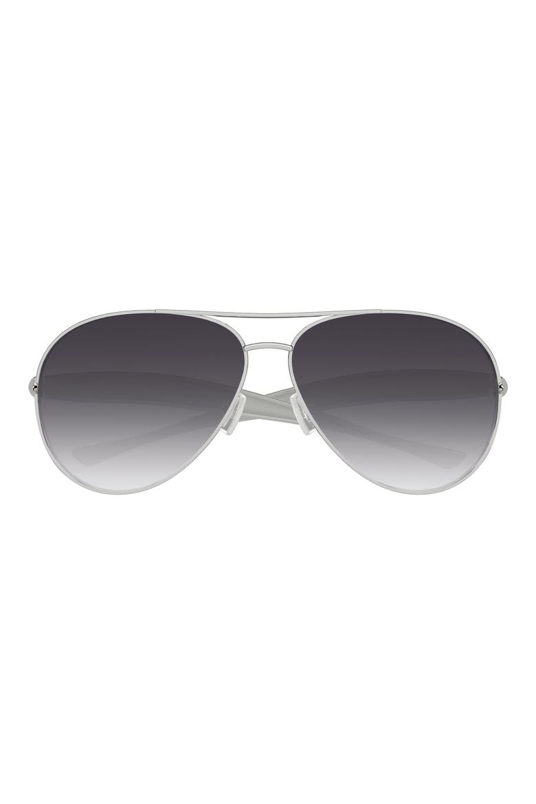 64mm Oversize Pilot Sunglasses, Main, color, SILVER