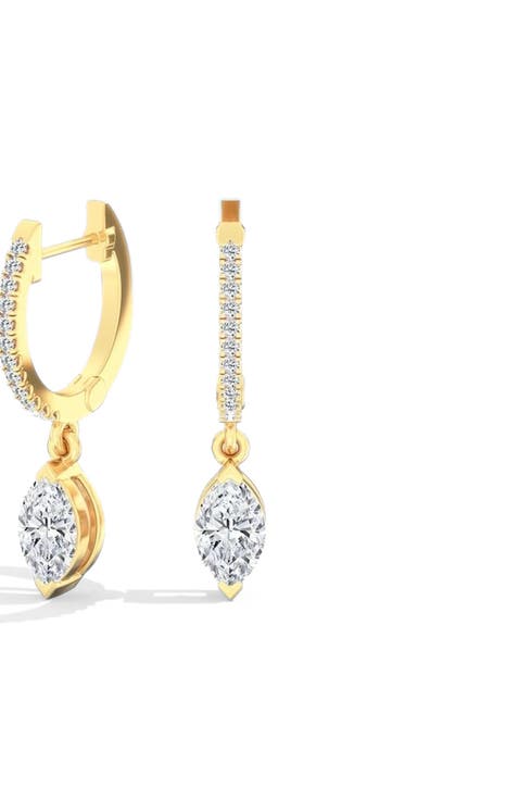 Marquise Droplet Hoop Lab Diamond in 14K Gold