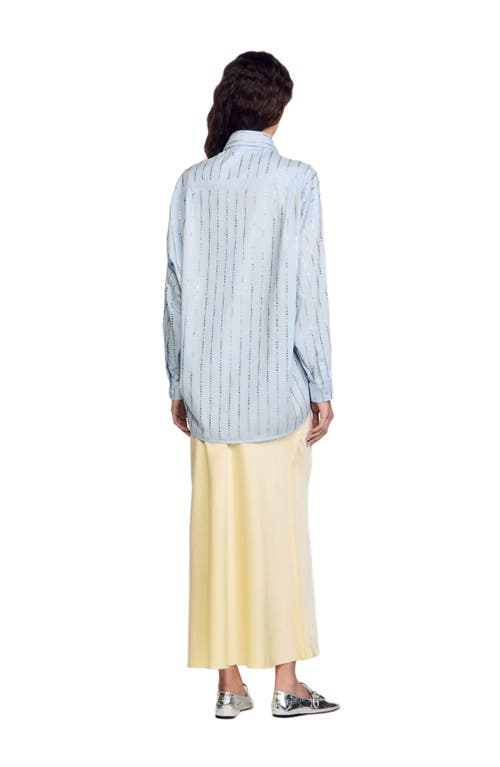 Sandro Paradise Embellished Button-front Shirt In Sky Blue