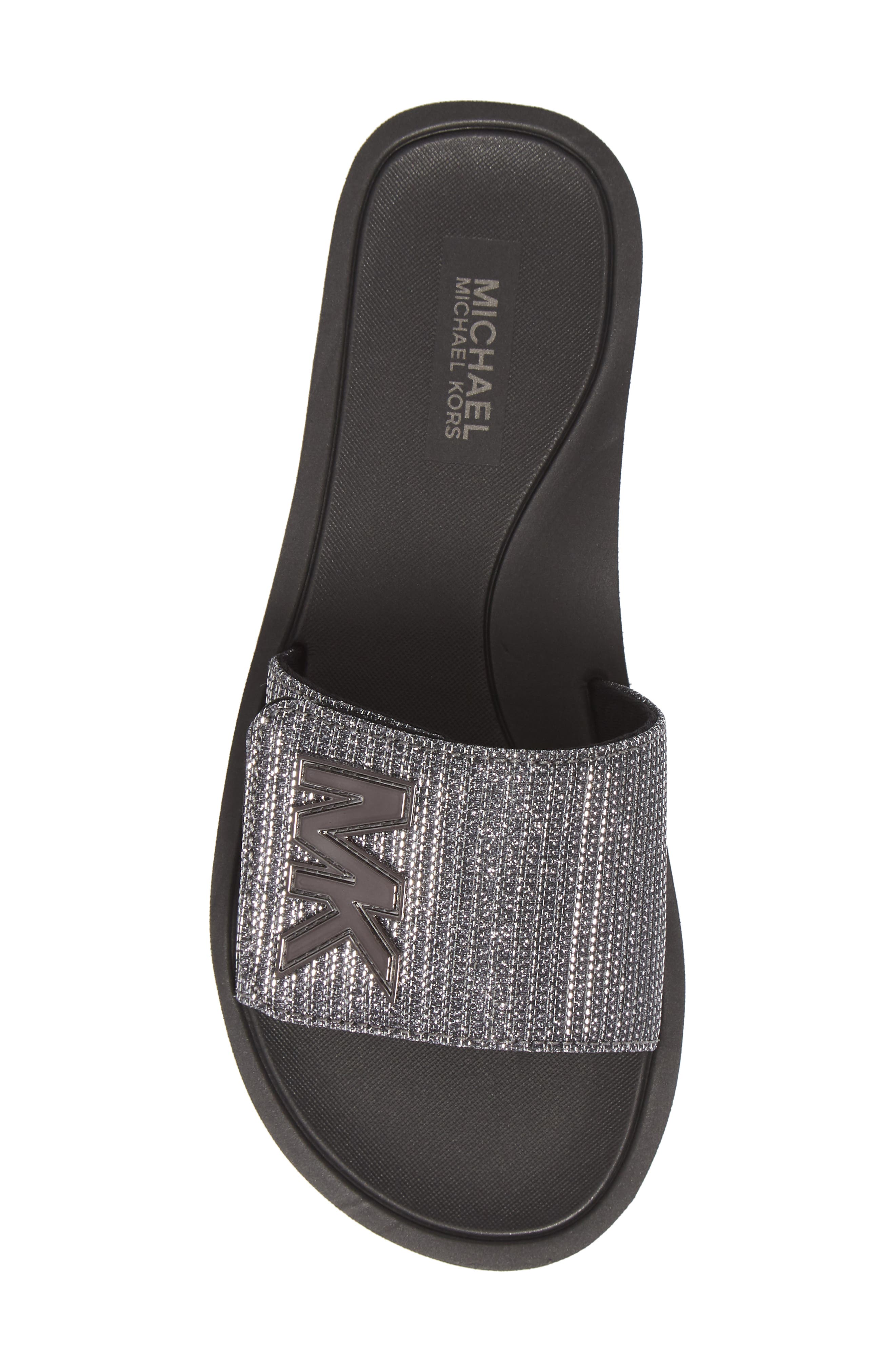 MK Logo Slide Sandal, Alternate, color, GUNMETAL