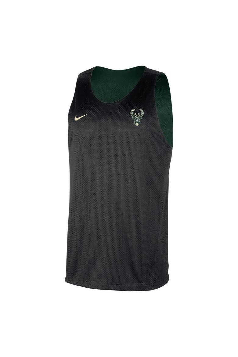 Men's Nike Hunter Green/Black Milwaukee Bucks Courtside Reversible Mesh Practice Jersey, Alternate, color, Hunter Green