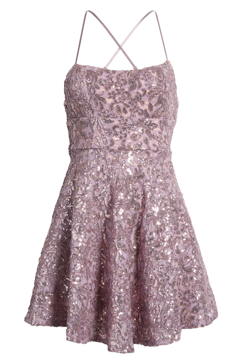 Sequin Skater Minidress, Main, color, MAUVE