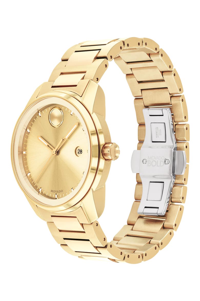 Bold Verso Bracelet Watch, 42mm, Alternate, color, GOLD DIAL
