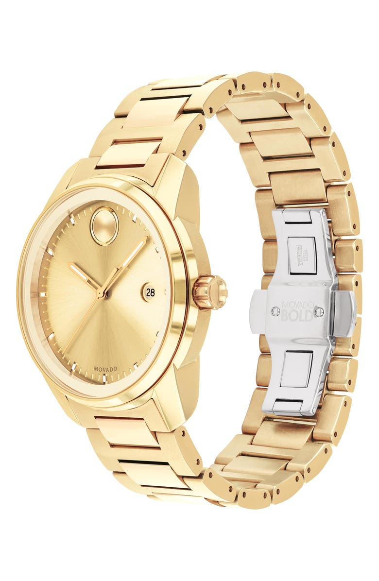 Movado Bold Verso Bracelet Watch, 42mm, Alternate, color, Gold Dial
