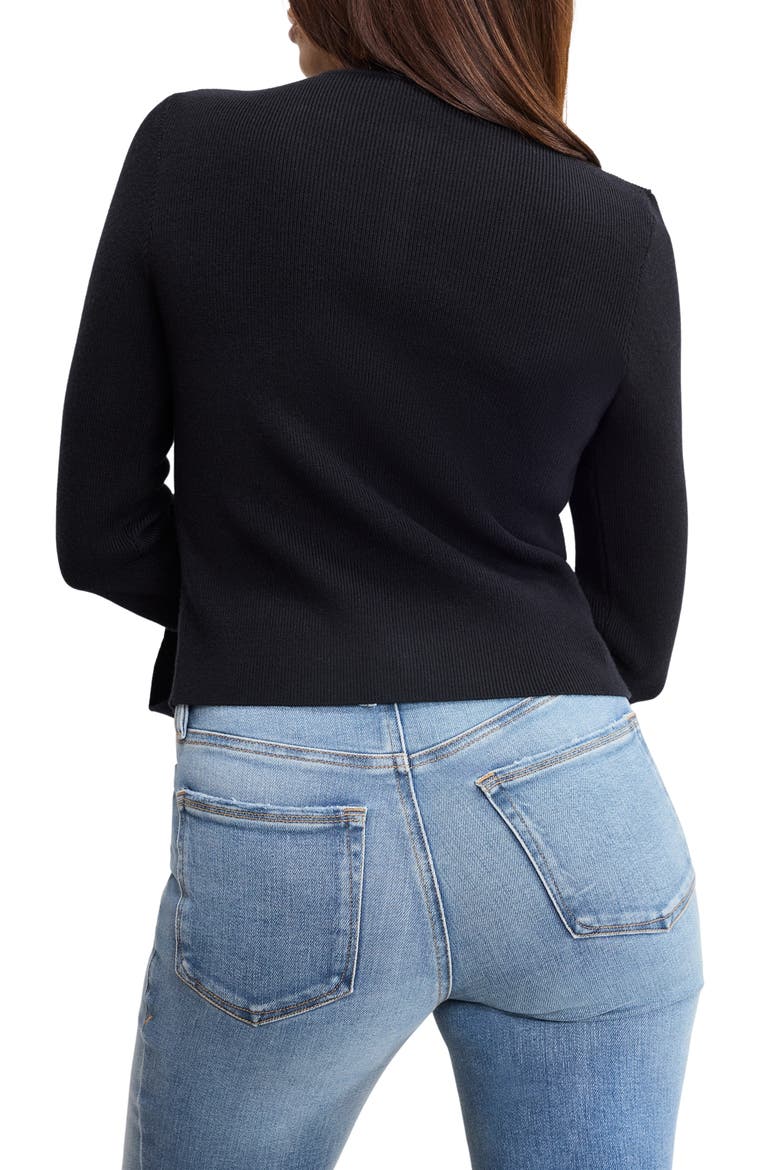 Ribbed Bell Sleeve Cardigan, Alternate, color, BLACK001
