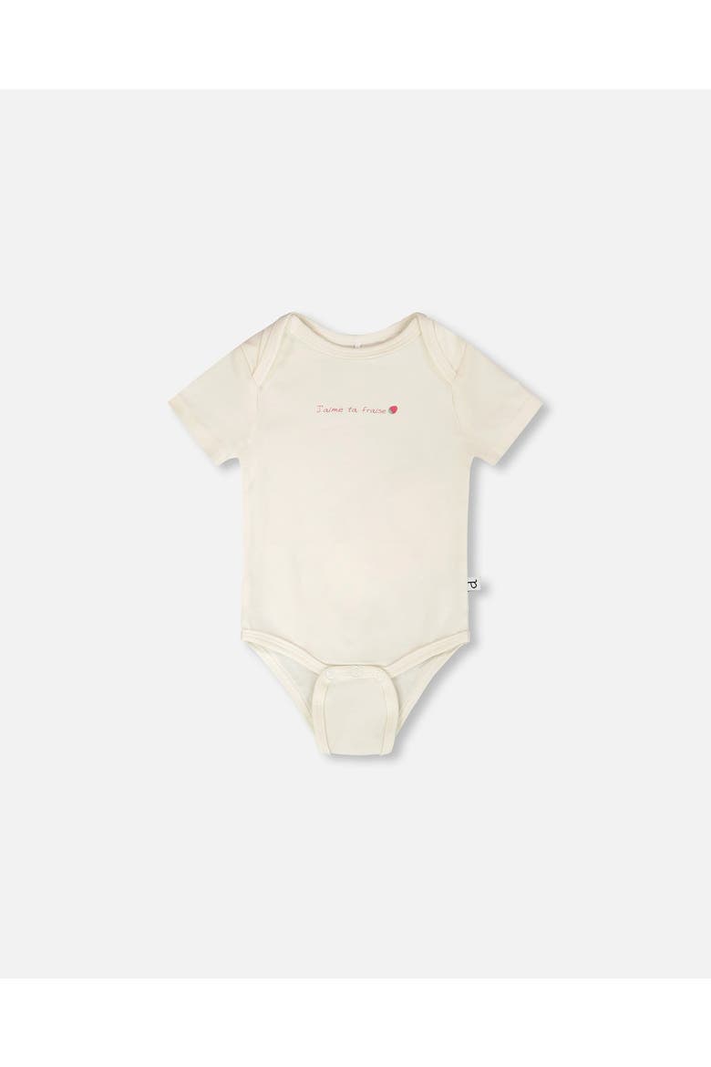 Short Sleeve Evolutive Organic Cotton Jersey Bodysuit, Alternate, color, White