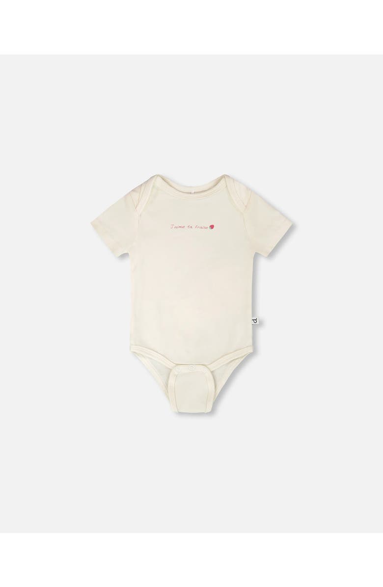 Deux par Deux Short Sleeve Evolutive Organic Cotton Jersey Bodysuit, Alternate, color, White