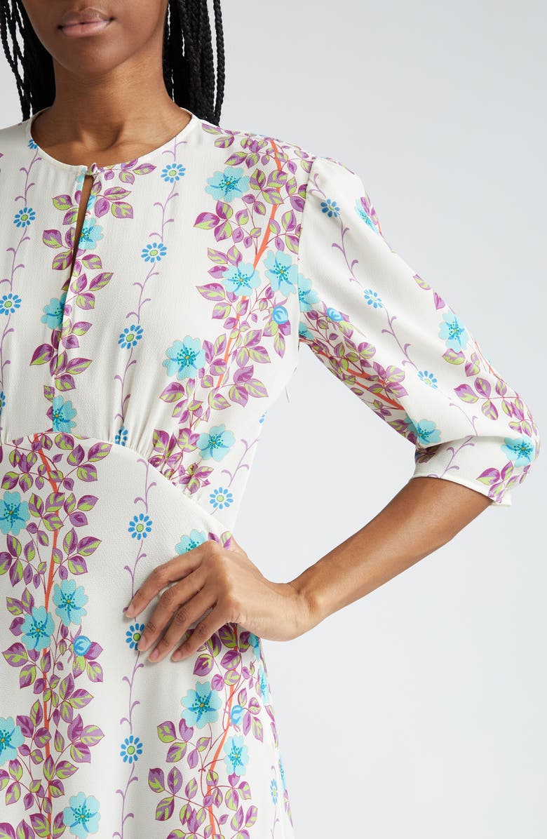 Etro Floral Print Puff Sleeve Midi Dress, Alternate, color,