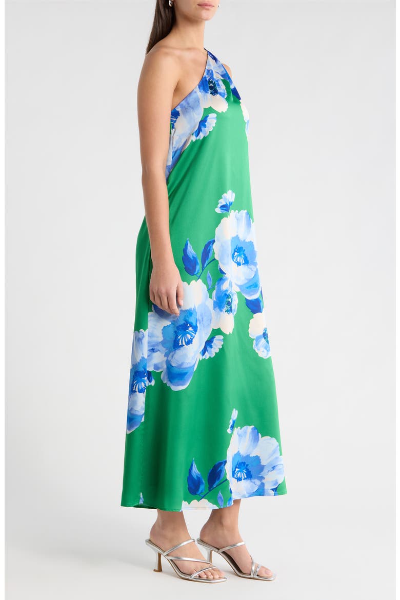 Glena Floral One-Shoulder Maxi Dress, Alternate, color, GREEN-BLUES