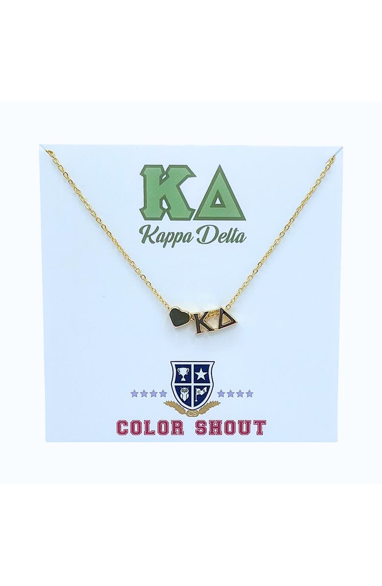 Color Shout Kappa Delta Sorority Gold Heart Necklace, Main, color, Yellow Gold
