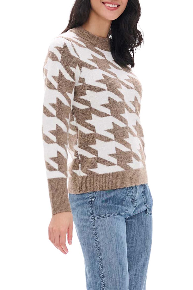 Everywhere Houndstooth Mock Neck Sweater, Alternate, color, OATMEAL