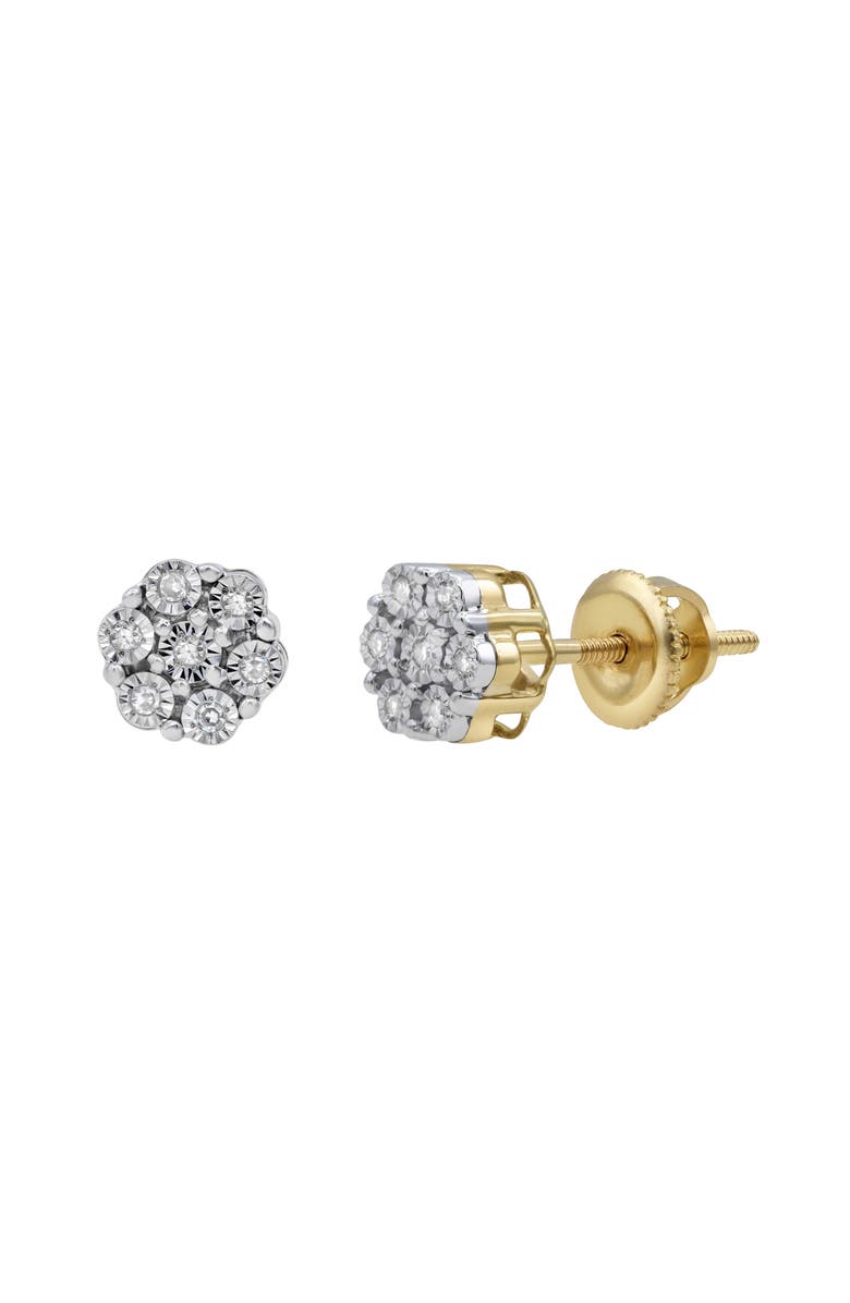 LuvMyJewelry Dainty Cluster 10K Yellow Gold Diamond Stud Earrings - 0.05ct., Main, color, 10K Yellow Gold
