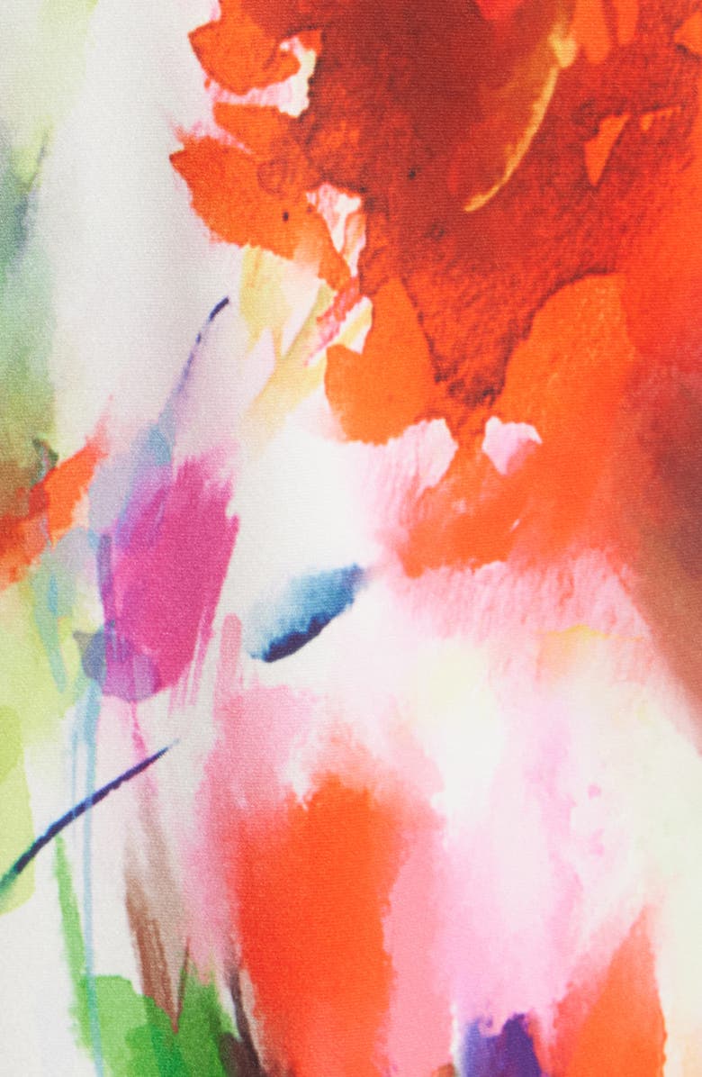 Eliza J Drape Neck Sleeveless Gown, Alternate, color, Orange Multi