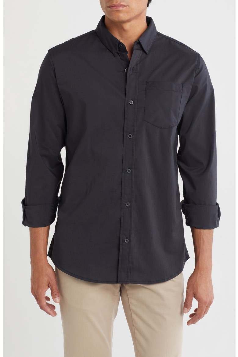 Solid Stretch Poplin Button-Down Shirt, Main, color, STEEL