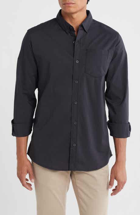 BURNSIDE Solid Stretch Poplin Button-Down Shirt