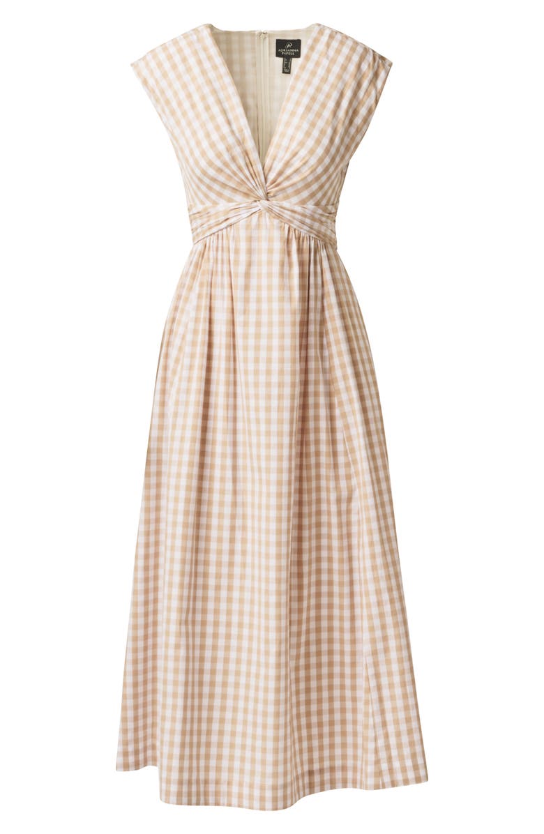 Adrianna Papell Twist Front Midi Dress, Alternate, color, Beige/ Ivory