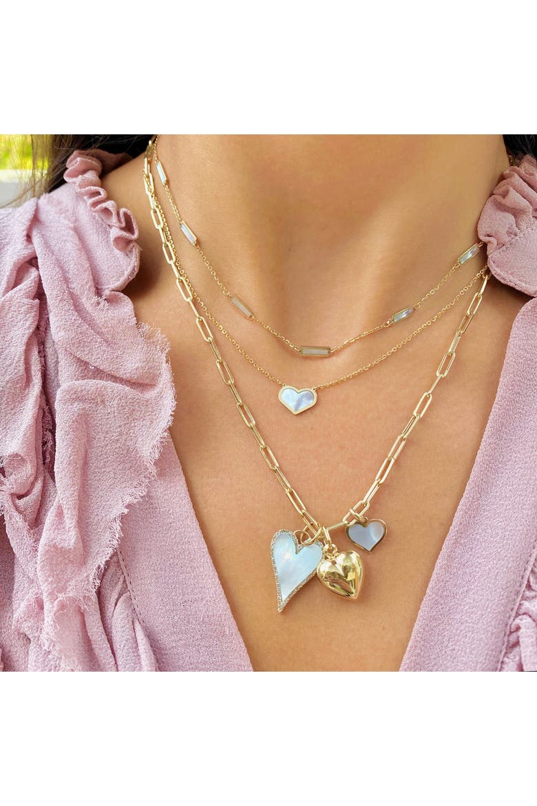 Mother of Pearl Single Heart Necklace, Alternate, color, Mother of Pearl
