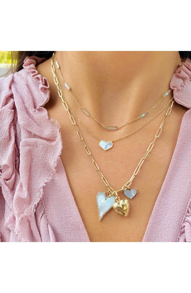 The Lovery Fine Jewelry Mother of Pearl Single Heart Necklace, Alternate, color, Mother Of Pearl
