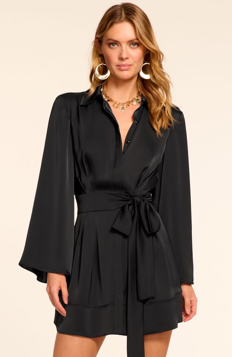 Ramy Brook Mariana Tie Waist Long Sleeve Minidress, Alternate, color, 