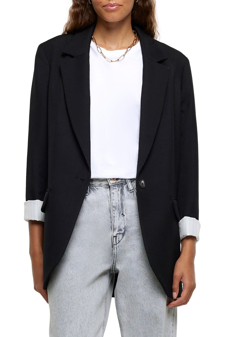 Relaxed Fit Blazer, Main, color, BLACK