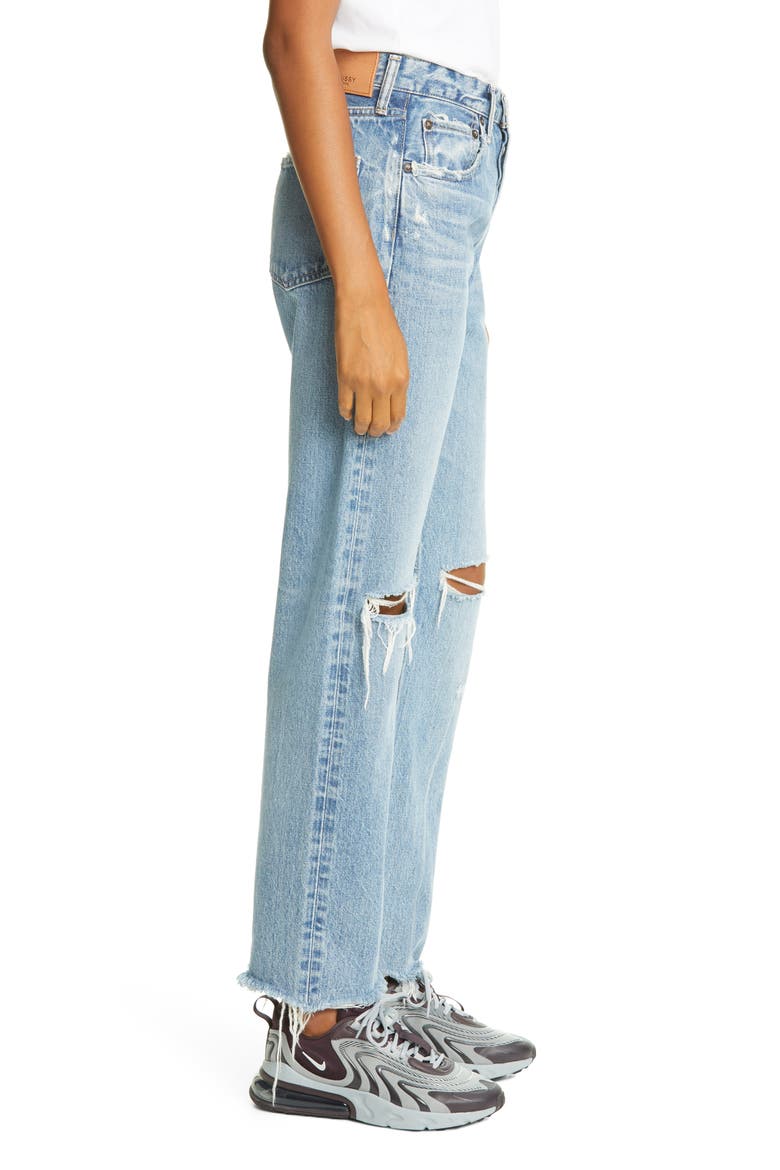 Viola Ripped Straight Leg Jeans, Alternate, color, BLUE