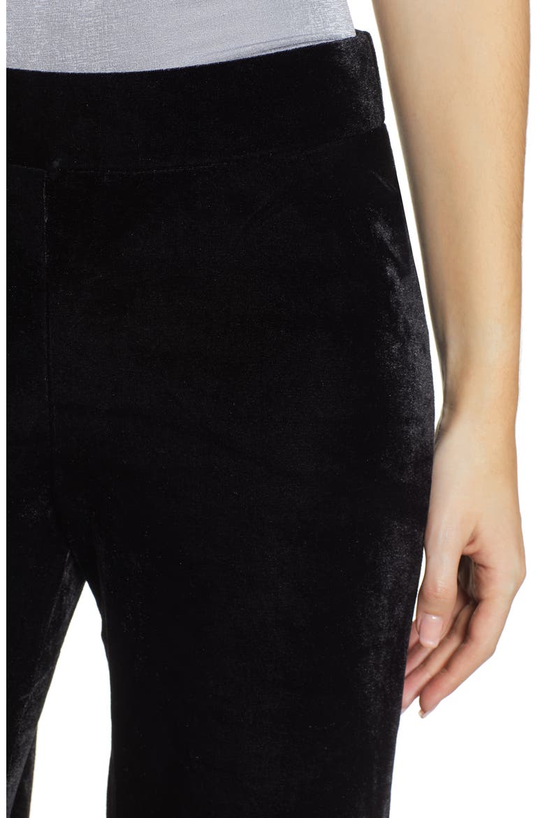 Velvet Flare Pants, Alternate, color, EBONY
