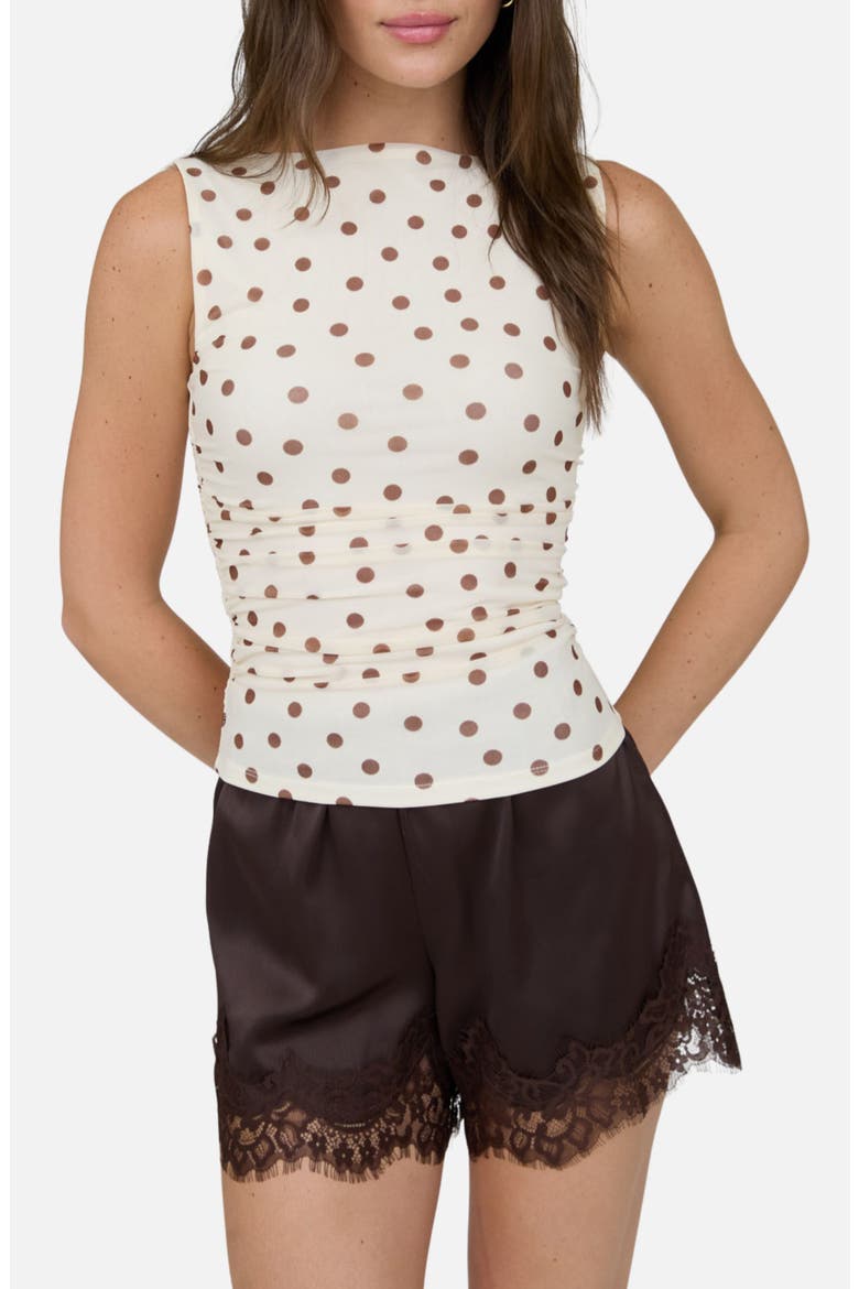 Polka Dot Mesh Top, Main, color, CREAM