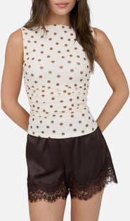 Blu Pepper Polka Dot Mesh Top