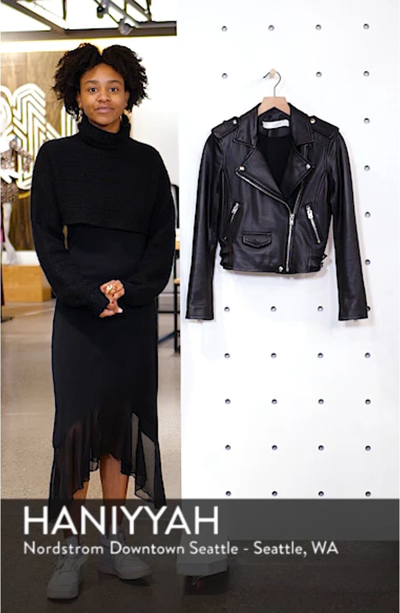 'Ashville' Lambskin Leather Moto Jacket, sales video thumbnail