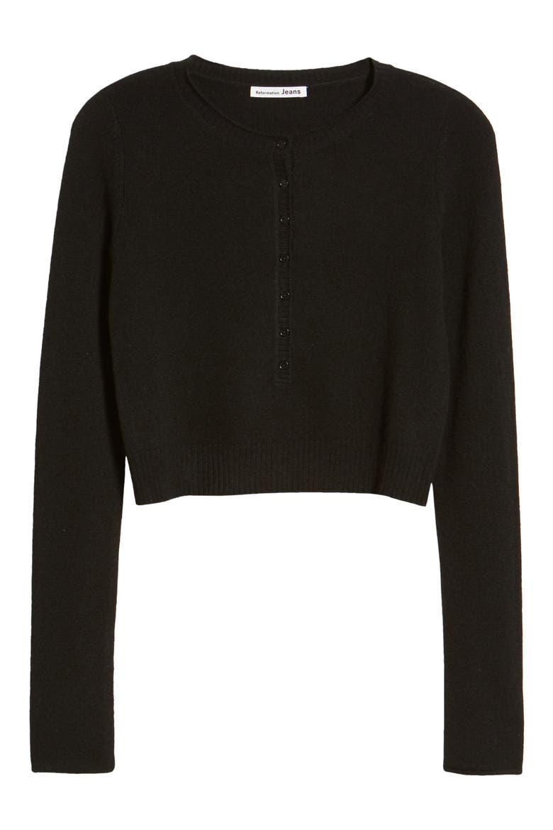 Cashmere Henley Top, Alternate, color, BLACK