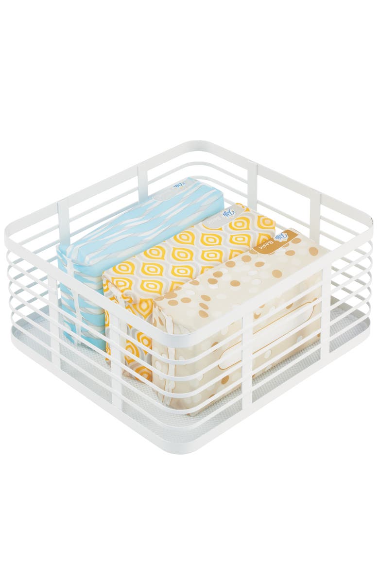 mDesign Metal Pantry Basket with Handles - Set of 4 - Matte White, Alternate, color, White